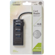 Хаб 3 порти Combo + Card Reader Dx075