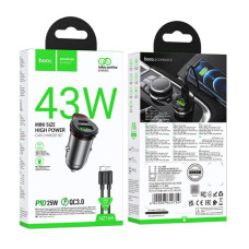 Авто зарядка 1юс-1TypeC Hoco NZ16А 43W